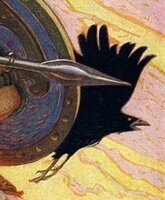 Battle Crow from "Cú Chulainn riding his chariot into battle" by Joseph Christian Leyendecker