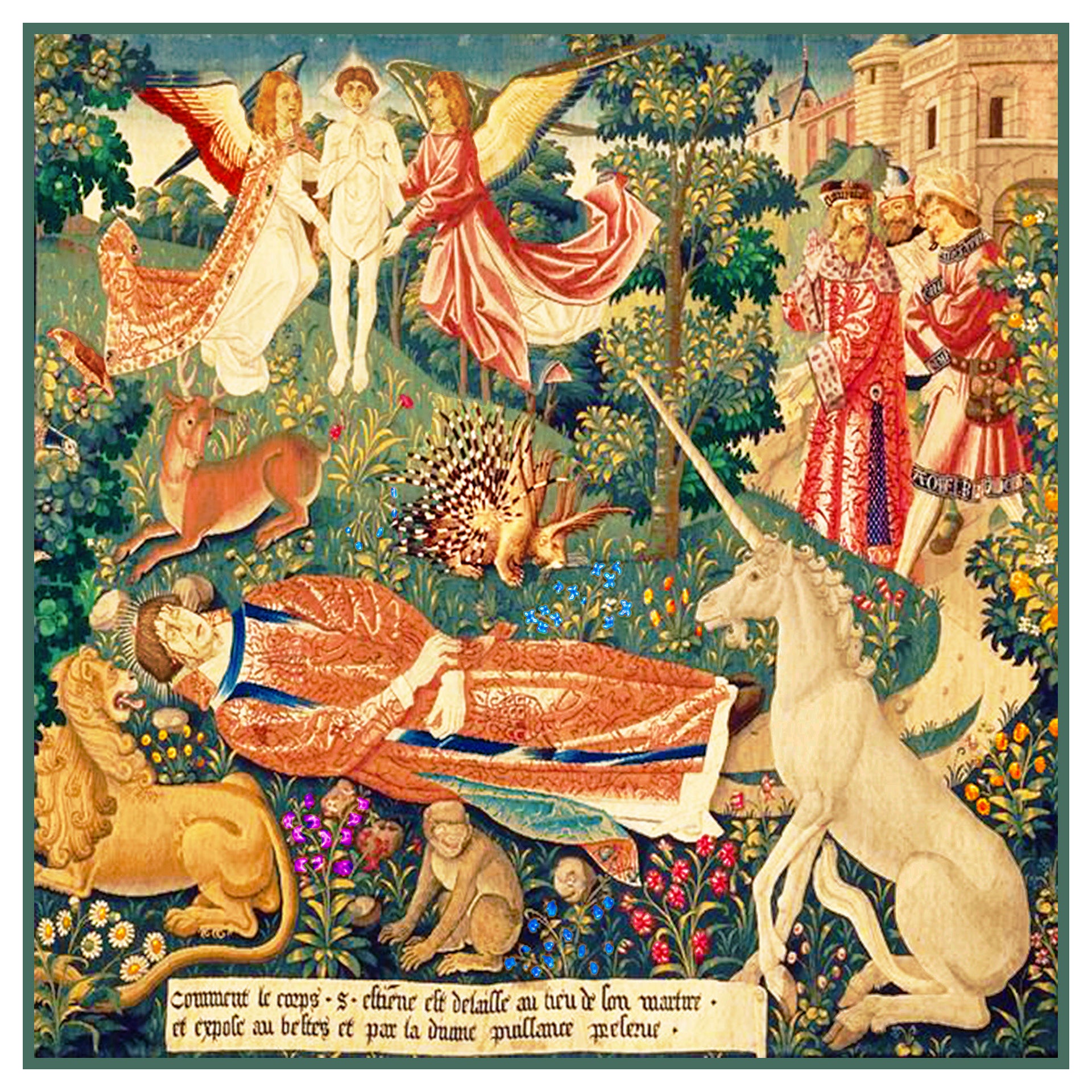 St Stephen St Etienne tapestries "Standing guard over the martyred St Stephen