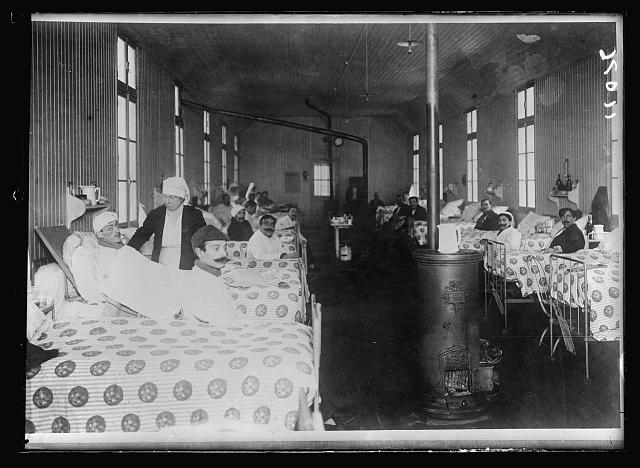 A ward in Laennec barracks one of the temporary tuberculosis hospitals in Paris
