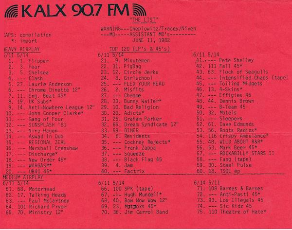 KALX The List June 11 1982