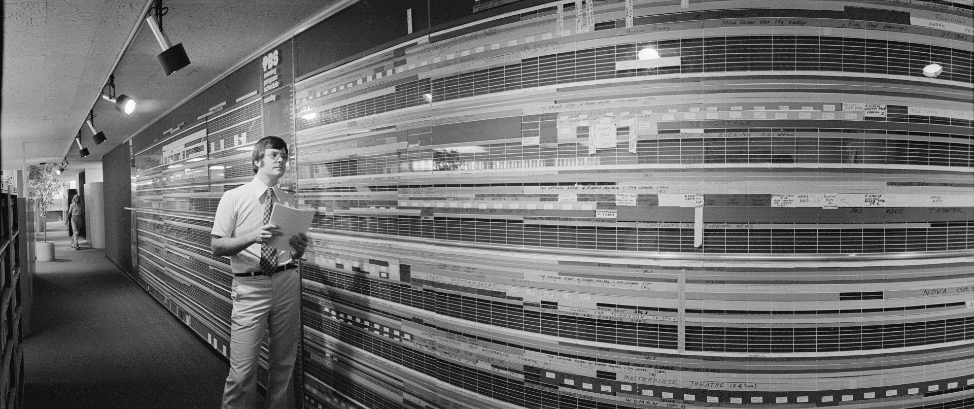Panoramic image of a PBS programming schedule in 1976